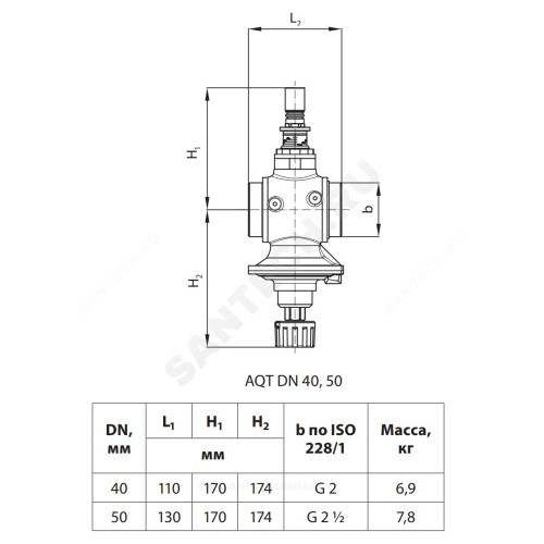 Автоматический комбинированный балансировочный клапан danfoss aqt ду50