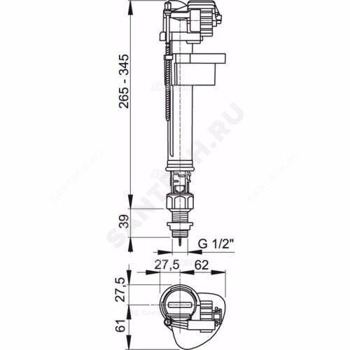 Впускной клапан боковой alcaplast