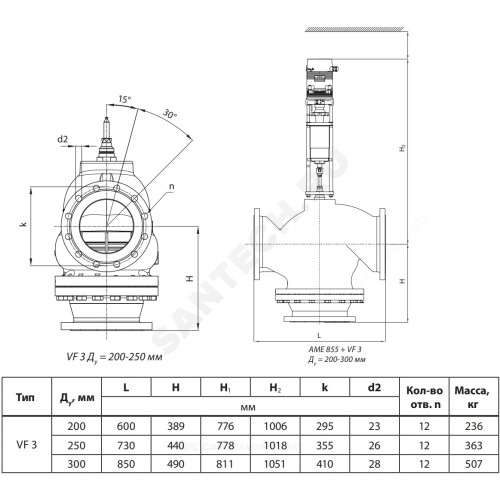 Vf2 danfoss клапан регулирующий трехходовой